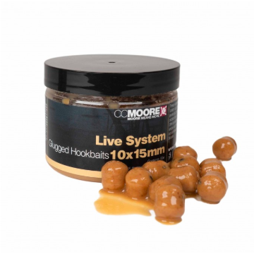 Live System Glugged Hookbaits 10x15mm (50) - 1 pot