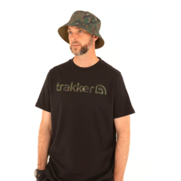 Trakker CR Logo T-Shirt Black Camo - Medium